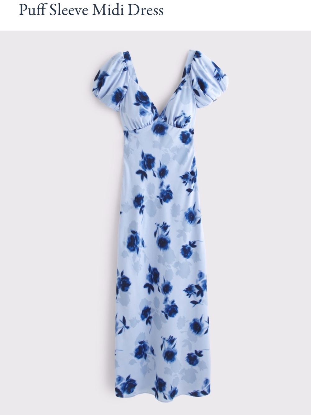 Abercrombie XS Lilac Blue Puff Sleeve Midi Dress - Brand New with Tag